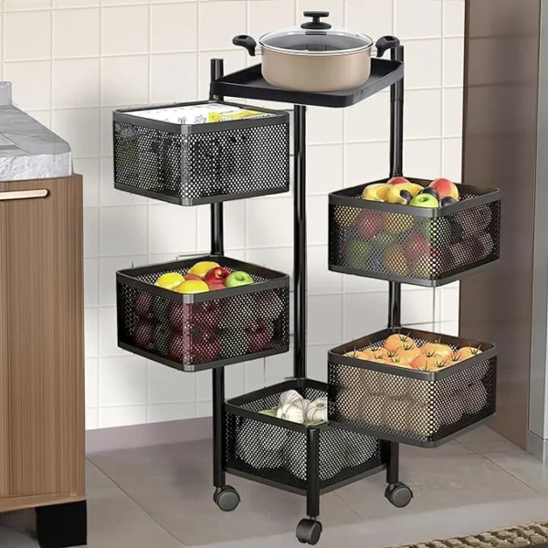 81L4TX8TrL._SX679_ Kitchenwell Round Multi-Purpose Rotatable Trolley Storage
